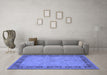 Machine Washable Oriental Blue Traditional Rug in a Living Room, wshurb754blu