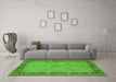 Machine Washable Oriental Green Traditional Area Rugs in a Living Room,, wshurb754grn