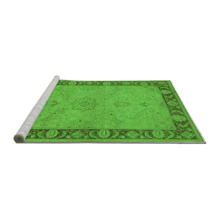 Sideview of Machine Washable Oriental Green Traditional Area Rugs, wshurb754grn