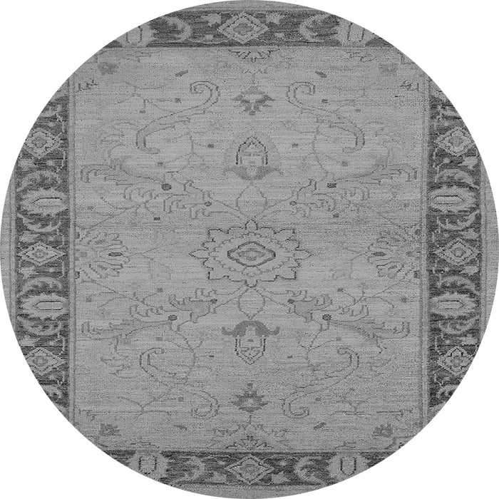 Round Machine Washable Oriental Gray Traditional Rug, wshurb754gry