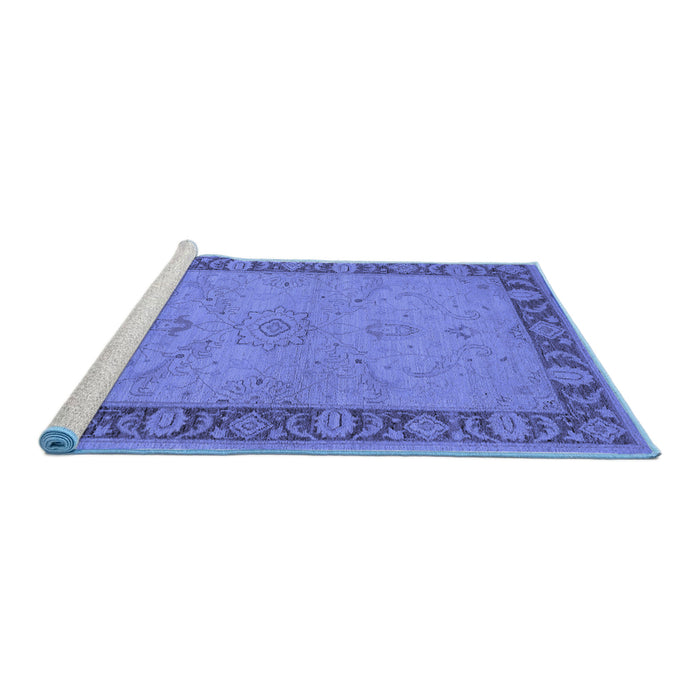 Sideview of Machine Washable Oriental Blue Traditional Rug, wshurb754blu