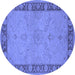 Round Oriental Blue Traditional Rug, urb754blu