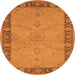 Round Machine Washable Oriental Orange Traditional Area Rugs, wshurb754org