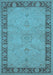 Machine Washable Oriental Light Blue Traditional Rug, wshurb754lblu