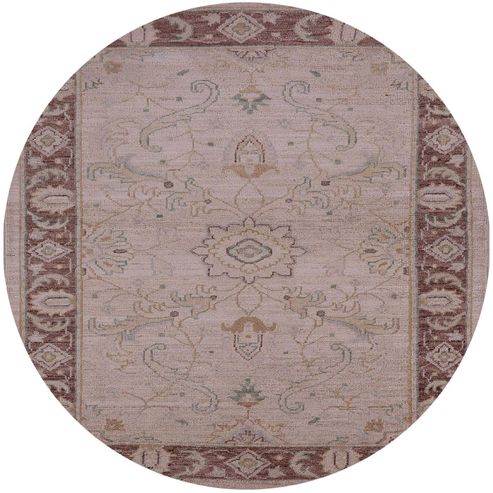 Round Mid-Century Modern Dark Almond Brown Oriental Rug, urb754