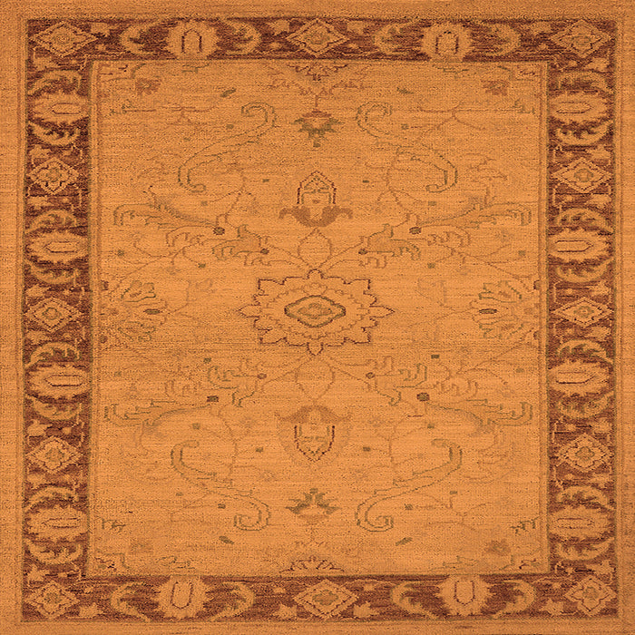 Square Machine Washable Oriental Orange Traditional Area Rugs, wshurb754org