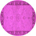 Round Oriental Pink Traditional Rug, urb754pnk