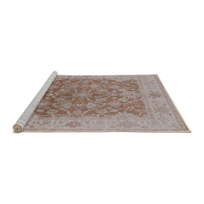 Sideview of Machine Washable Industrial Modern Silver Pink Rug, wshurb755