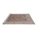 Sideview of Machine Washable Industrial Modern Silver Pink Rug, wshurb755