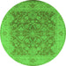 Round Oriental Green Traditional Rug, urb755grn