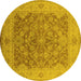 Round Oriental Yellow Traditional Rug, urb755yw