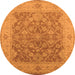 Round Oriental Orange Traditional Rug, urb755org