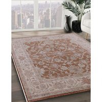 Mid-Century Modern Silver Pink Oriental Rug, urb755