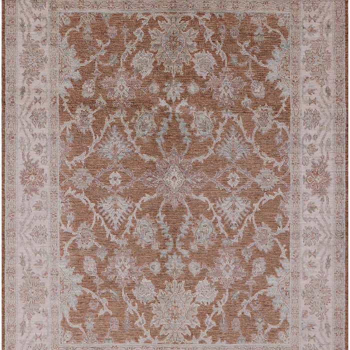 Mid-Century Modern Silver Pink Oriental Rug, urb755