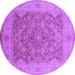 Round Machine Washable Oriental Purple Traditional Area Rugs, wshurb755pur