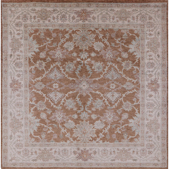Square Mid-Century Modern Silver Pink Oriental Rug, urb755
