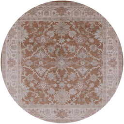 Round Mid-Century Modern Silver Pink Oriental Rug, urb755