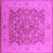 Square Machine Washable Oriental Pink Traditional Rug, wshurb755pnk