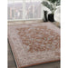 Mid-Century Modern Silver Pink Oriental Rug in Family Room, urb755