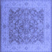 Square Machine Washable Oriental Blue Traditional Rug, wshurb755blu