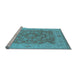 Sideview of Machine Washable Oriental Light Blue Traditional Rug, wshurb755lblu