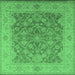 Square Oriental Emerald Green Traditional Rug, urb755emgrn