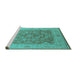 Sideview of Machine Washable Oriental Turquoise Traditional Area Rugs, wshurb755turq