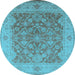 Round Oriental Light Blue Traditional Rug, urb755lblu