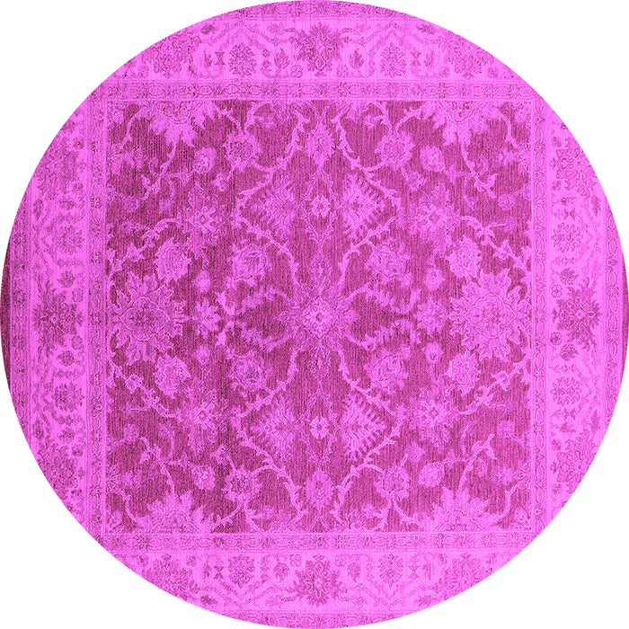 Round Machine Washable Oriental Pink Traditional Rug, wshurb755pnk