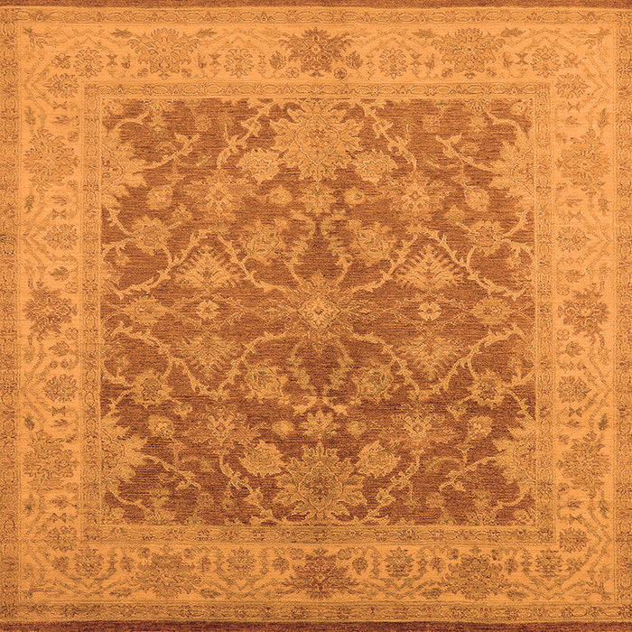 Square Machine Washable Oriental Orange Traditional Area Rugs, wshurb755org