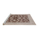 Sideview of Machine Washable Industrial Modern Sienna Brown Rug, wshurb756