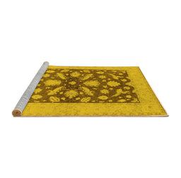 Sideview of Machine Washable Oriental Yellow Traditional Rug, wshurb756yw