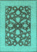 Machine Washable Oriental Turquoise Traditional Area Rugs, wshurb756turq
