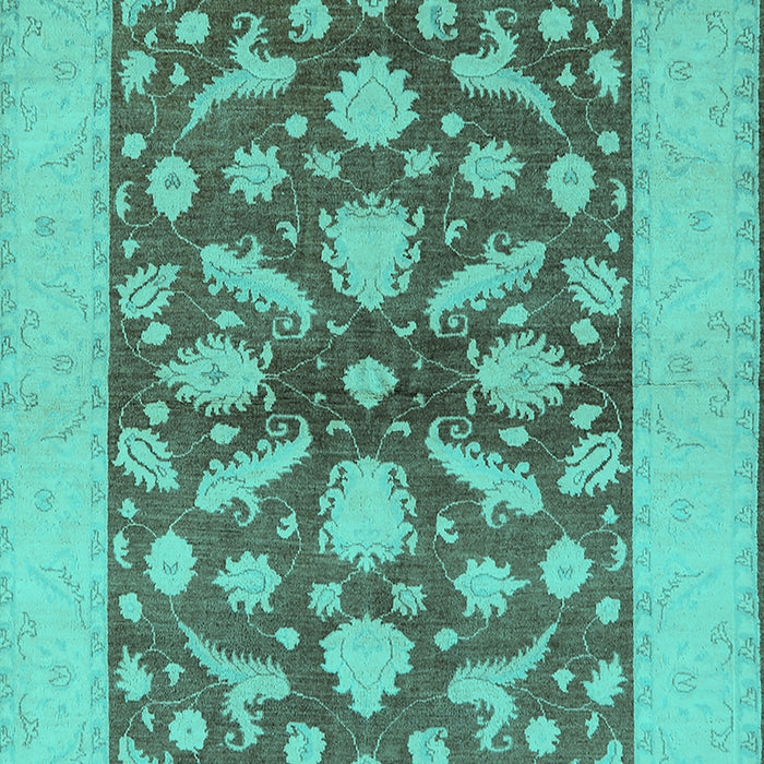 Machine Washable Oriental Turquoise Traditional Area Rugs, wshurb756turq