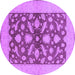 Round Machine Washable Oriental Purple Traditional Area Rugs, wshurb756pur