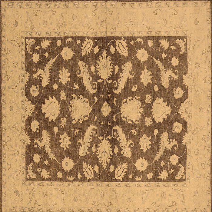 Square Machine Washable Oriental Brown Traditional Rug, wshurb756brn