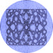Round Machine Washable Oriental Blue Traditional Rug, wshurb756blu