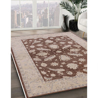 Mid-Century Modern Sienna Brown Oriental Rug, urb756
