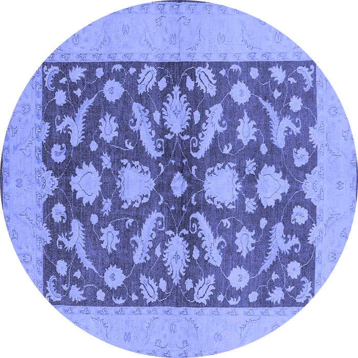 Round Oriental Blue Traditional Rug, urb756blu