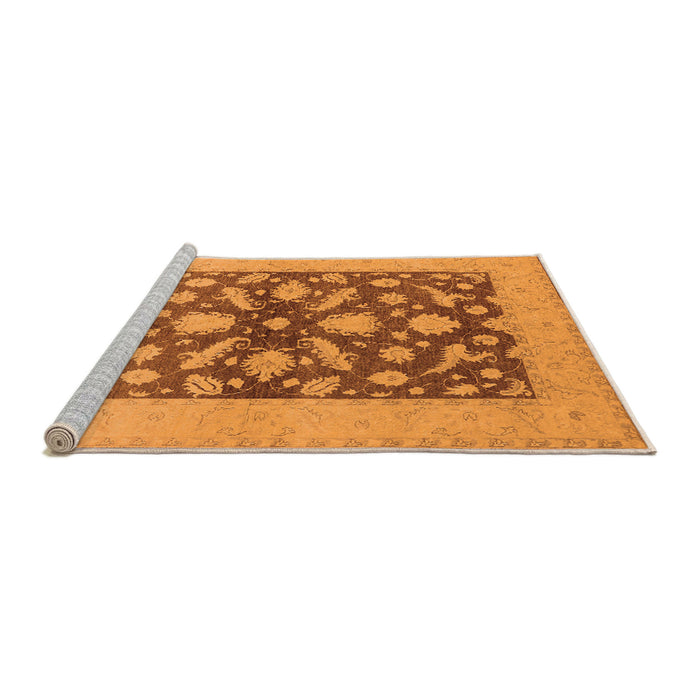Sideview of Machine Washable Oriental Orange Traditional Area Rugs, wshurb756org