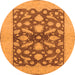 Round Machine Washable Oriental Orange Traditional Area Rugs, wshurb756org