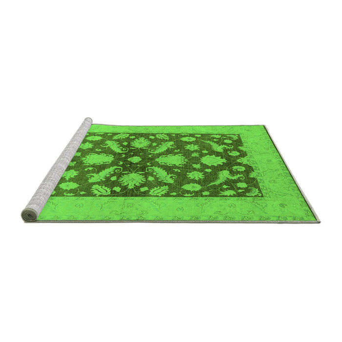 Sideview of Machine Washable Oriental Green Traditional Area Rugs, wshurb756grn
