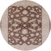 Round Mid-Century Modern Sienna Brown Oriental Rug, urb756