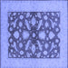 Square Machine Washable Oriental Blue Traditional Rug, wshurb756blu