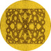 Round Machine Washable Oriental Yellow Traditional Rug, wshurb756yw