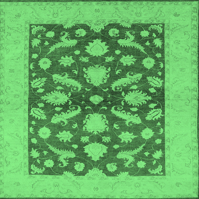 Square Oriental Emerald Green Traditional Rug, urb756emgrn