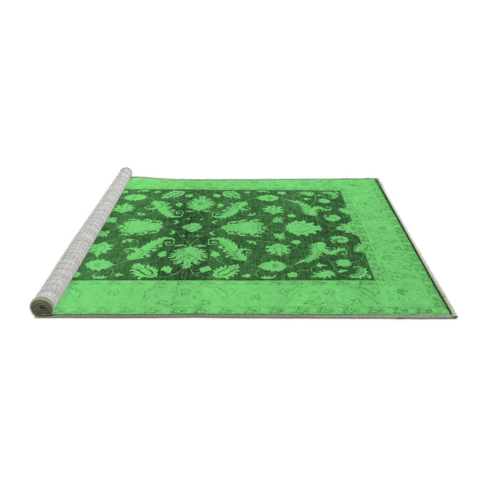 Sideview of Machine Washable Oriental Emerald Green Traditional Area Rugs, wshurb756emgrn