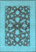 Machine Washable Oriental Light Blue Traditional Rug, wshurb756lblu