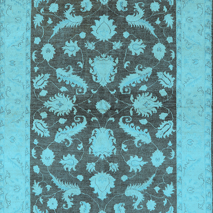 Machine Washable Oriental Light Blue Traditional Rug, wshurb756lblu