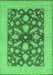 Machine Washable Oriental Emerald Green Traditional Area Rugs, wshurb756emgrn